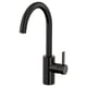 DELSJÖN black faucet with curved spout, durable metal body, minimalist design.