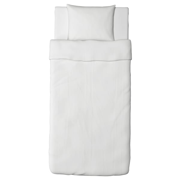 DVALA white cotton bedding set, rectangular shape, plain design.