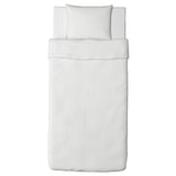 DVALA white cotton bedding set, rectangular shape, plain design.