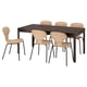 Image description: EKEDALEN set featuring a dark brown extendable table and four beige woven chairs.