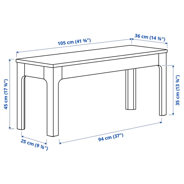 Illustration with measurements for the product: EKEDALEN.