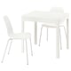 An all-white EKEDALEN table and chairs set. The square table is extendable with four simple chairs, perfect for compact spaces.