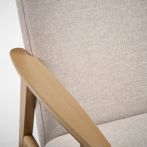 EKENÄSET Armchair, oak effect/Kilanda light beige
