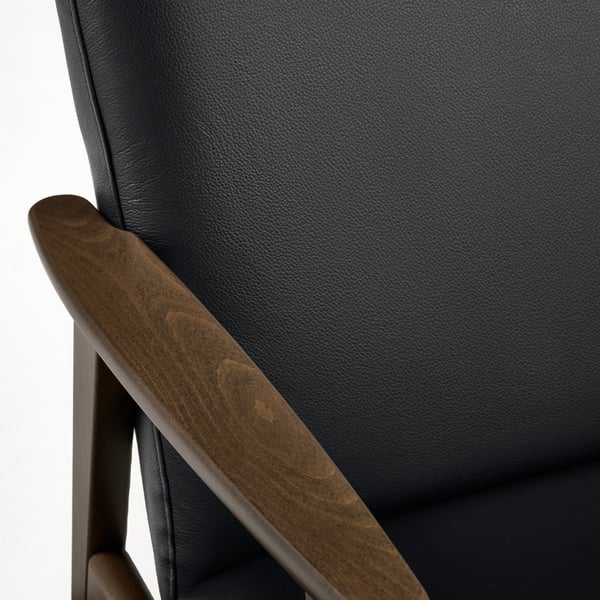 EKENÄSET High-back armchair, walnut effect/Grann/Bomstad black