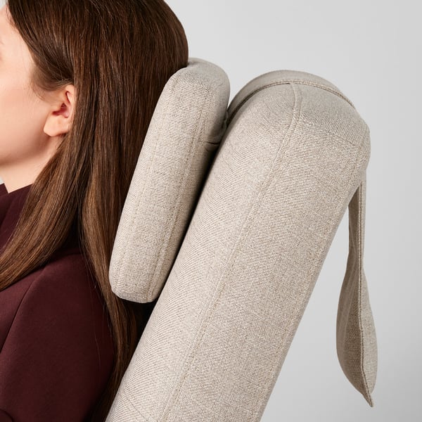 EKENÄSET High-back armchair, walnut effect/Kilanda light beige