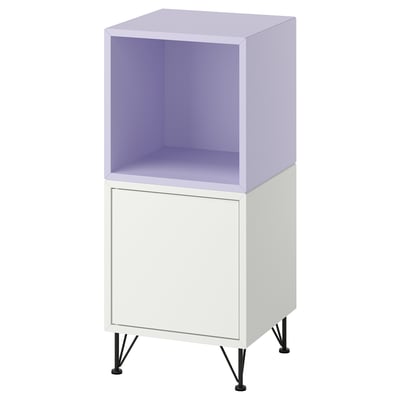 EKET Cabinet combination with legs, white pale lilac/metal black, 35x35x80 cm