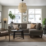 EKHOLMA gray sectional sofa with washable cover & cushions in living room.