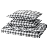 EKTANDVINGE duvet & pillow set, gray gingham check, organic cotton.