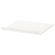 Option: A white ELVARLI shelf. Its rectangular with smooth edges, made of epoxy-coated steel. Simple, clean, and functional.
