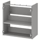 Gray ENHET wall cabinet with three shelves, ideal for bathroom storage. Metal hinges, clean design, and internal compartments.