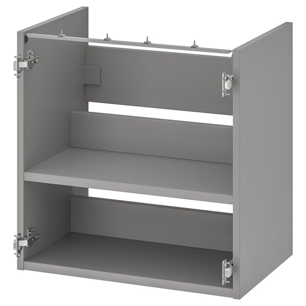 ENHET grey bathroom cabinet, metal, rectangle, two shelves, wall-mount.