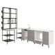 ENHET kitchen set in gray. Counter, sink, and shelves. Modern, metallic design.