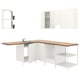 Ikea ENHET kitchen set: white cabinets, oak countertop, single-bowl sink.