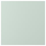 A pale grey-green ENHET cabinet door with a smooth surface and rectangular shape. The door is made of particleboard and covered with plastic foil.