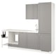 Option: Modern kitchen setup in grey. Cabinets, sink, and countertop. Minimalist design.