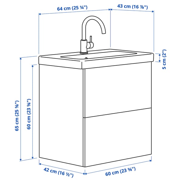 Illustration with measurements for the product: ENHET.
