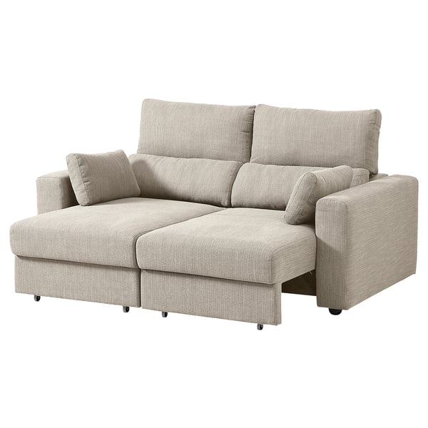ESKILSTUNA sofa: light gray, l-shaped, high back, adjustable cushions, cozy design.