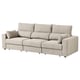 Option: ESKILSTUNA sofa, beige, fabric, 3-seater, high back, adjustable headrests, footrests.
