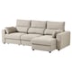 Light gray l-shaped ESKILSTUNA sofa with adjustable back and footrest.