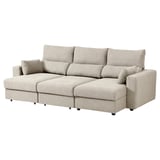 ESKILSTUNA beige sectional sofa, high back, adjustable headrests, chaise longue.