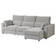 Option: Gray ESKILSTUNA sofa with adjustable chaise longue, high back, and padded cushions.