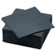 Option: Stacked black rectangular paper napkins, neatly folded; suitable for dining settings.