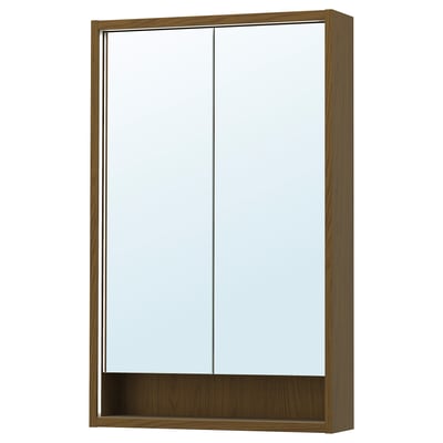 FAXÄLVEN mirror cabinet, wooden frame, integrated lighting, wall-mounted.