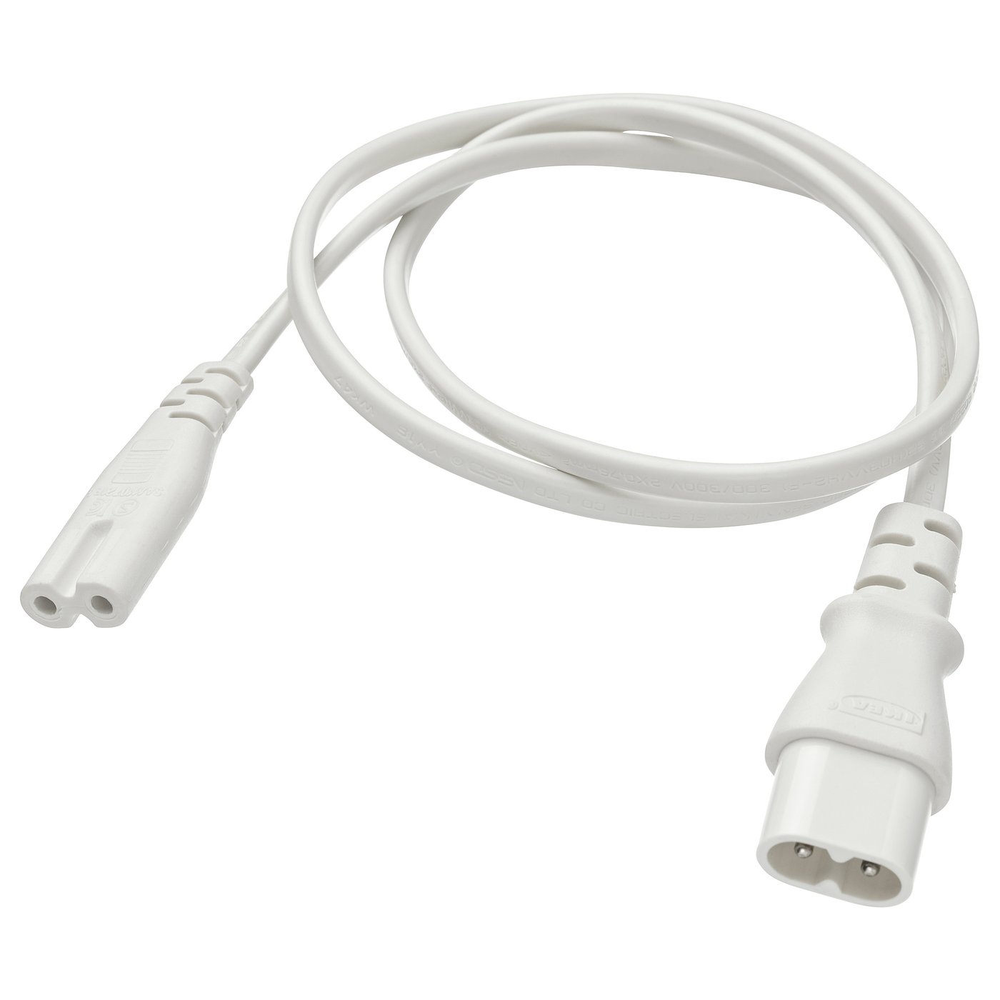 White FÖRNIMMA power cord, pvc, 0. 7m, connects lamps.