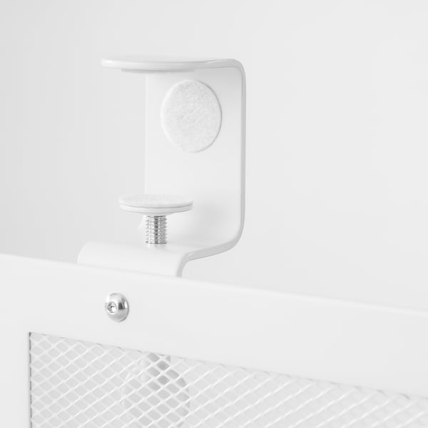 Desk cable tray secure with spring clamp, neat and organized workspace.