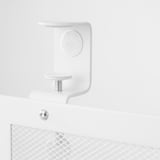 Desk cable tray secure with spring clamp, neat and organized workspace.