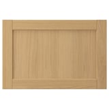 This image shows a FORSBACKA wooden cabinet door in natural oak color, featuring a rectangular shape with beveled edges and a classic design.