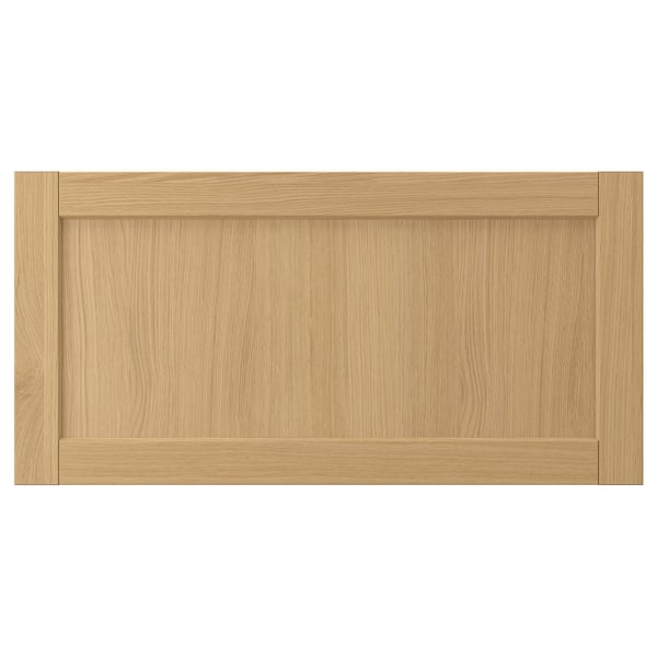 FORSBACKA oak veneer drawer front, classic design with beveled edges.