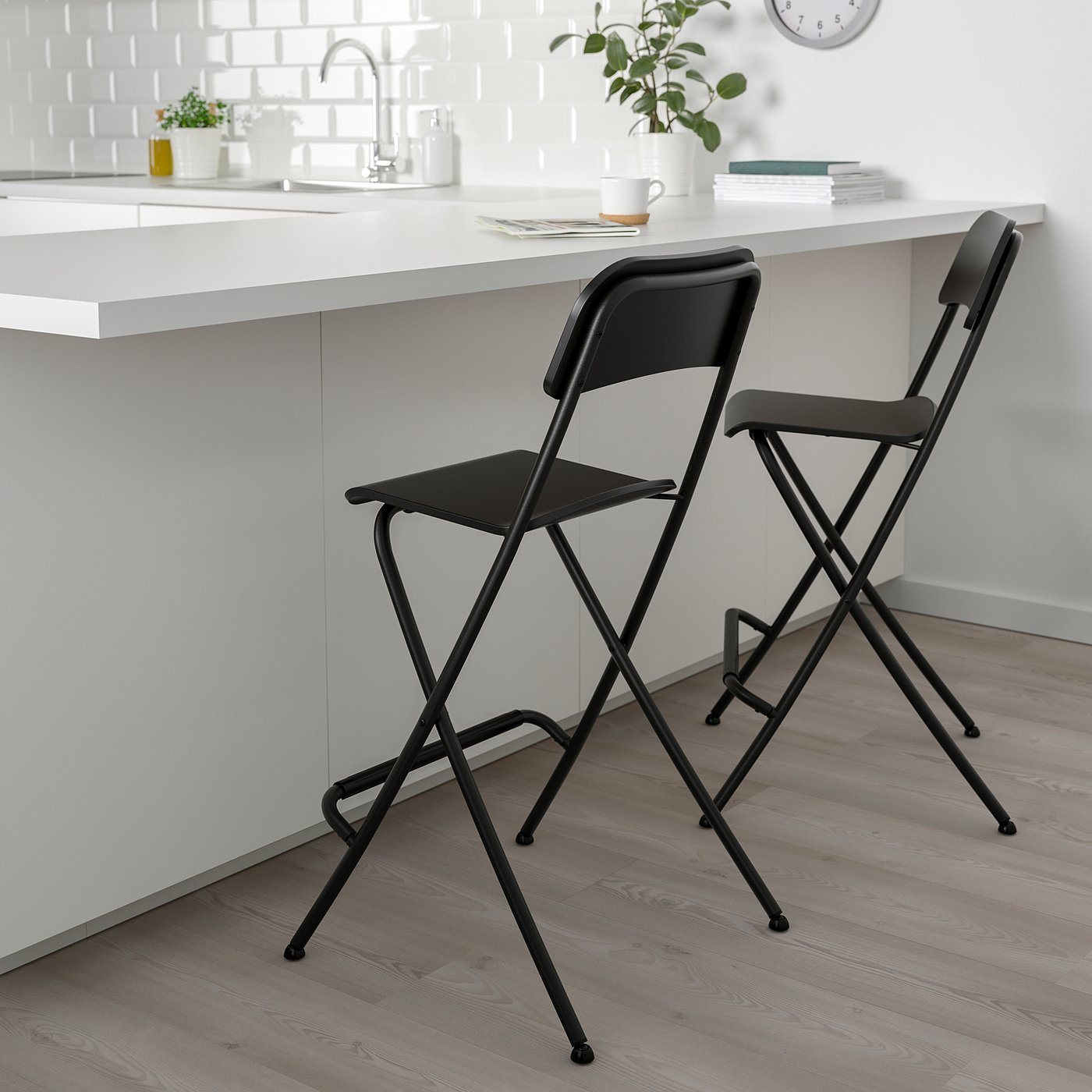 FRANKLIN bar stool with backrest, foldable, counter height