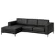 Black FULLERÖ l-shape sofa with thick cushions, sleek metal legs, and a cozy modern design.
