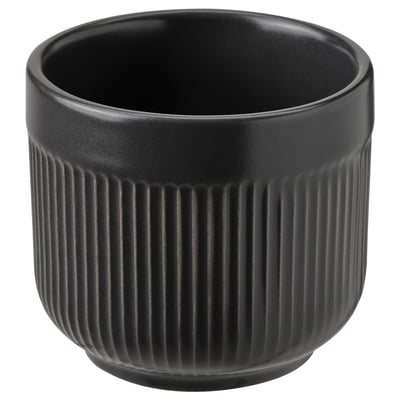 Black ribbed pottery - home decor