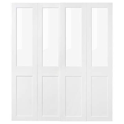 GRIMO: white sliding doors with top glass panels, fiberboard, sleek design.