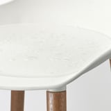 A white GRÖNSTA bar stool with water droplets on its seat, emphasizing its easy-to-clean surface.