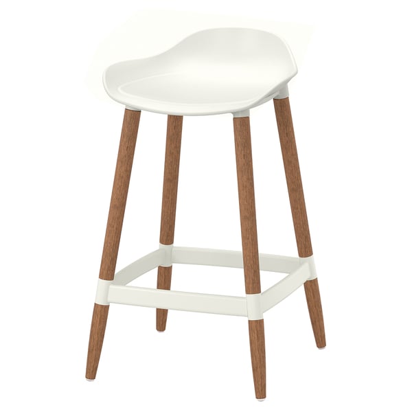 GRÖNSTA stool - white seat, wooden legs, modern design.