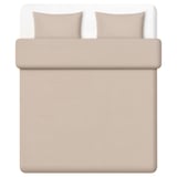 Top view of beige GROVSNÄRJA duvet cover set, smooth and warm, made from soft cotton.