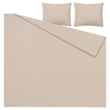 Beige GROVSNÄRJA flannel bedding set with duvet & pillowcases.