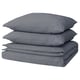 Three square grey pillows stacked neatly. Simple, modern design. Soft, brushed fabric for comfort.