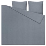 Grey GROVSNÄRJA bedding set with duvet & 2 pillows, made of 100% cotton flannel, soft & warm.