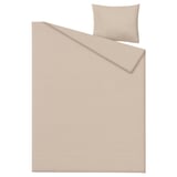 Neutral beige GROVSNÄRJA duvet set, made of soft cotton, rectangular shape, simple design.