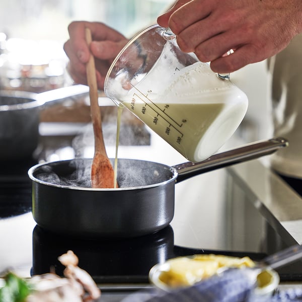 GULDÖRING Saucepan with lid, non-stick coating stainless steel/black-grey, 1 l