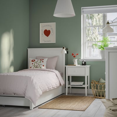 GULLABERG Bed frame with 2 storage boxes, white/Leirsund, 90x200 cm