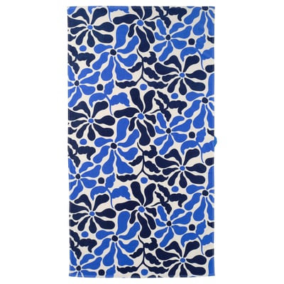 GULYXNE: blue floral beach towel, rectangular, 100% cotton.