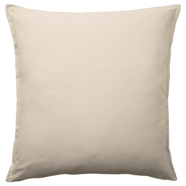 GURLI: neutral-colored square pillow, plain design, unbleached cotton.