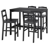 HÄGERNÄS black wooden dining set with square table and four matching chairs for compact spaces.