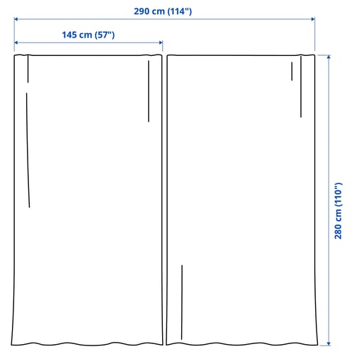 HÄLLEBRÄCKA Sheer curtains, 1 pair, light beige/with heading tape, 145x280 cm