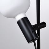 Close-up of sleek lamp base, smooth finish, adjustableobe, dimmer switch.